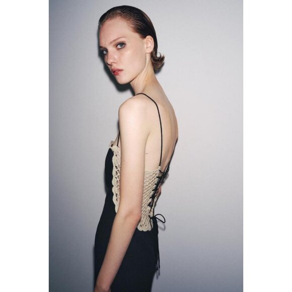 ZARA CONTRAST CROCHET DRESS - Picture 6 of 9